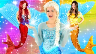 DISNEY PRINCESSES MERMAID MAGIC!! JUST SING MUSIC VIDEO. ELSA ARIEL BELLE