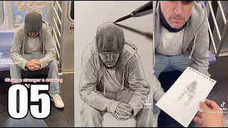 Drawing realistic portraits of strangers on the NYC subway compilation 5