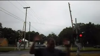 Amtrak Train Man Goes Nuts During Railroad Crossing Malfunction