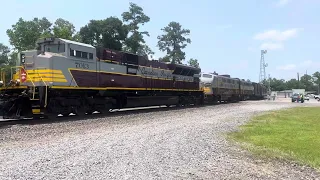 CPKC 2816 rolling into DeQuincy La in front of the old depot.