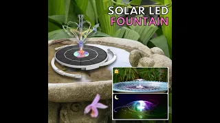 LED Solar Fountain, Solar Water Fountains for Bird Bath, Garden and Outdoor