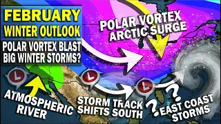 February Winter Outlook Update, Polar Vortex Arctic Plunge, Increased Winter Storms & Snow Feb 14-29