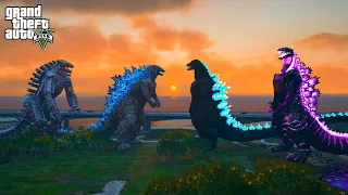 Atomic Godzilla​​ and Mechagodzilla vs Shin Godzilla and Heisei Godzilla- GTA 5 Mods