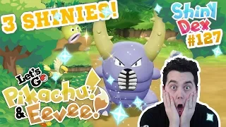 INSANE! 3 SHINIES! SHINY PINSIR REACTION in POKEMON LETS GO PIKACHU AND EEVEE!