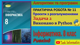 Практична робота № 11. Проєкти з розгалуженнями. Задача 2 (Python) | 8 клас | Ривкінд