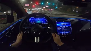 2023 Mercedes EQE SUV 350 4Matic [90.5 kWh, 292 HP] POV Night Test drive (Ambient light) CARiNIK