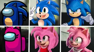 Sonic The Hedgehog Movie 3 Among Us Uh Meow All Designs Compilation (Sonic & Amy)