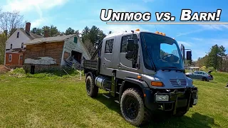 2004 Mercedes-Benz Unimog U500 -  Destroying a Barn with A German Monster Truck (POV Drive)