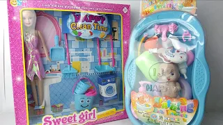 9 Minutes Satisfying with Unboxing of Barbie Clean Time and Baby Bathing I ASMR Toys