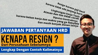 Jawaban Kenapa Resign | Interview Kerja HRD | Cara menjawab pertanyaan HRD