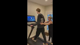 Autism and Exercise! Gabe, an Autistic and Nonverbal teen practices using the treadmill with mom!