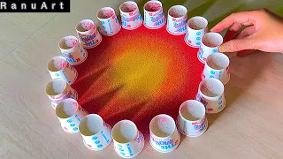 Holi Festival Easy Rangoli|Simple Rangoli| Rangoli designs| Relaxing Video| Rangoli colors|Ranu Art