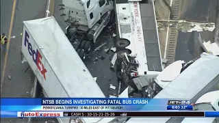 NTSB begins investigating fatal bus crash on PA Turnpike