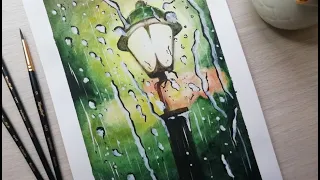 ☔Дождь акварелью. Rain watercolor.☔