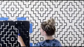 How To Stencil A Modern Black and White Wall
