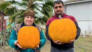 COOKING PILAF INSIDE PUMPKIN IN TANDOOR! SNOWY DAY IN THE VILLAGE | GRANDMA MAKING ORGANIC MARMALADE