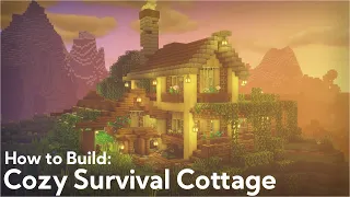 Minecraft | How to Build Cozy Survival Cottage With Greenhouse