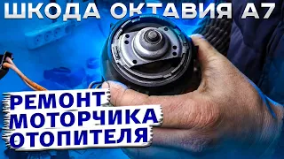 Шкода Октавия А7  ремонт моторчика отопителя.