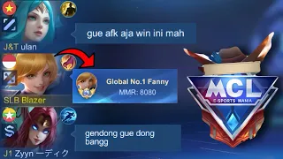 KETIKA TOP GLOBAL 1 FANNY SOLO MAIN MCL!! DISURUH GENDONG TEAM SENDIRI BERAT COK!! - Mobile Legends