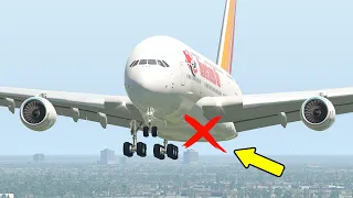 A380 Landing Gear Failure, Pilot Got Panic And Try To Save Airplane From Crashing | X-Plane 11