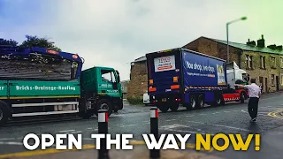 UNBELIEVABLE UK LORRY DRIVERS | Maneuver fail, Truck stuck in narrow street, Hit the bridge! #6