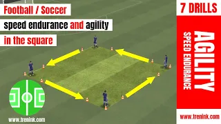 Football/soccer speed endurance and agility in the square | fitness fun and motivational drills