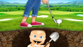 Baby Plays Extreme Hide & Seek at Golf Course!