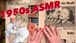 🍒Whispered ASMR with a 1950s Magazine: super crinkly pages, nostalgic ads, tingly tracing