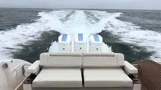 48 LS Tiara with 3 600 hp Mercury V12 1800 hp coming back to Newport Harbor from Laguna Beach