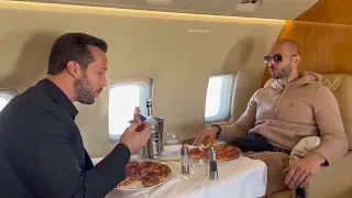 Andrew Tate and his brother Tristan eating Pizza on a Private Jet