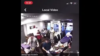 Waiter saves a customer with the Heimlich manoeuvre in Bangor, Wales.