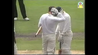 Waqar Younis with a sign of things to come! Here he scones Marsh flush on the helmet 1st Test Jan 90