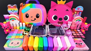 Cocomelon vs Pinkfong Slime Mixing Random Cute,shiny things into slime #ASMR #slimevideos #핑크퐁슬라임