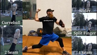 PRO PITCHER DEMONSTRATES 5 NASTY PITCHES!  (Steal these and strike out more hitters!) Pitching Grips