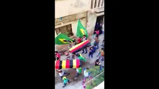 Brazil fans holding a funeral for Germany after Getting knocked out in World Cup