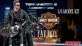 1/6 Scale Model Kit Tamiya Harley Davidson Fat Boy Lo Action figures Terminator Led MotorCycle