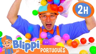 Blippi Aprende Cores com Bolinhas! | 2 HORAS DO BLIPPI BRASIL! | Vídeos Educativos em Português