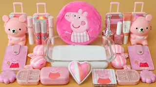 Mixing”Peppa Pig” Eyeshadow and Makeup,parts,glitter Into Slime!Satisfying Slime Video!★ASMR★