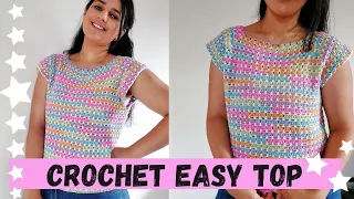 Crochet Tutorial: How to make a TWO round repeat summer top 💖 Beginner friendly