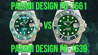 Pagani Design Rolex Submariner "Hulk" Homages Comparison: PD-1661 vs PD-1639