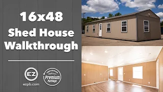 16x48 Shed House Walkthrough with Premium Package-Fully Finished Shed