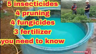 5 insecticides 4 pruning 4 fungicide 3 kind of fertilizer