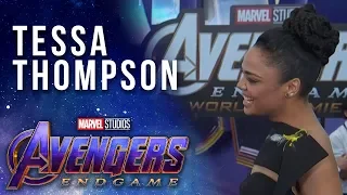 Tessa Thompson on suriving the snap at the Avengers: Endgame Premiere