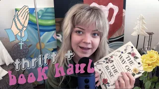 ASMR book & thrift haul ❤️ book tapping + fabric scratching (Barnes & Noble, JoAnn's, Goodwill)