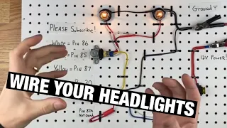 How to Wire a Headlight Relay for Sealed Beam Round & Rectangle Lights w/ Floor Dimmer Switch.