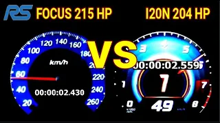 2003 Ford Focus RS  215 HP vs Hyundai i20 N 204 HP Drag RACE 0-250 km/h