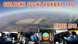 Cologne (CGN) | Pilots + cockpit view | Airbus approach from the coal mines + landing on runway14L