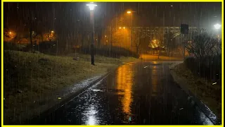 ASMR lullaby white noise - Overcoming insomnia within 5 minutes with heavy rain in the park.