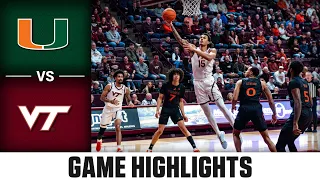 Miami vs. Virginia Tech Game Highlights | 2023-24 ACC Men’s Basketball