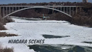 Rare Spring Ice Bridge at Niagara Falls in April